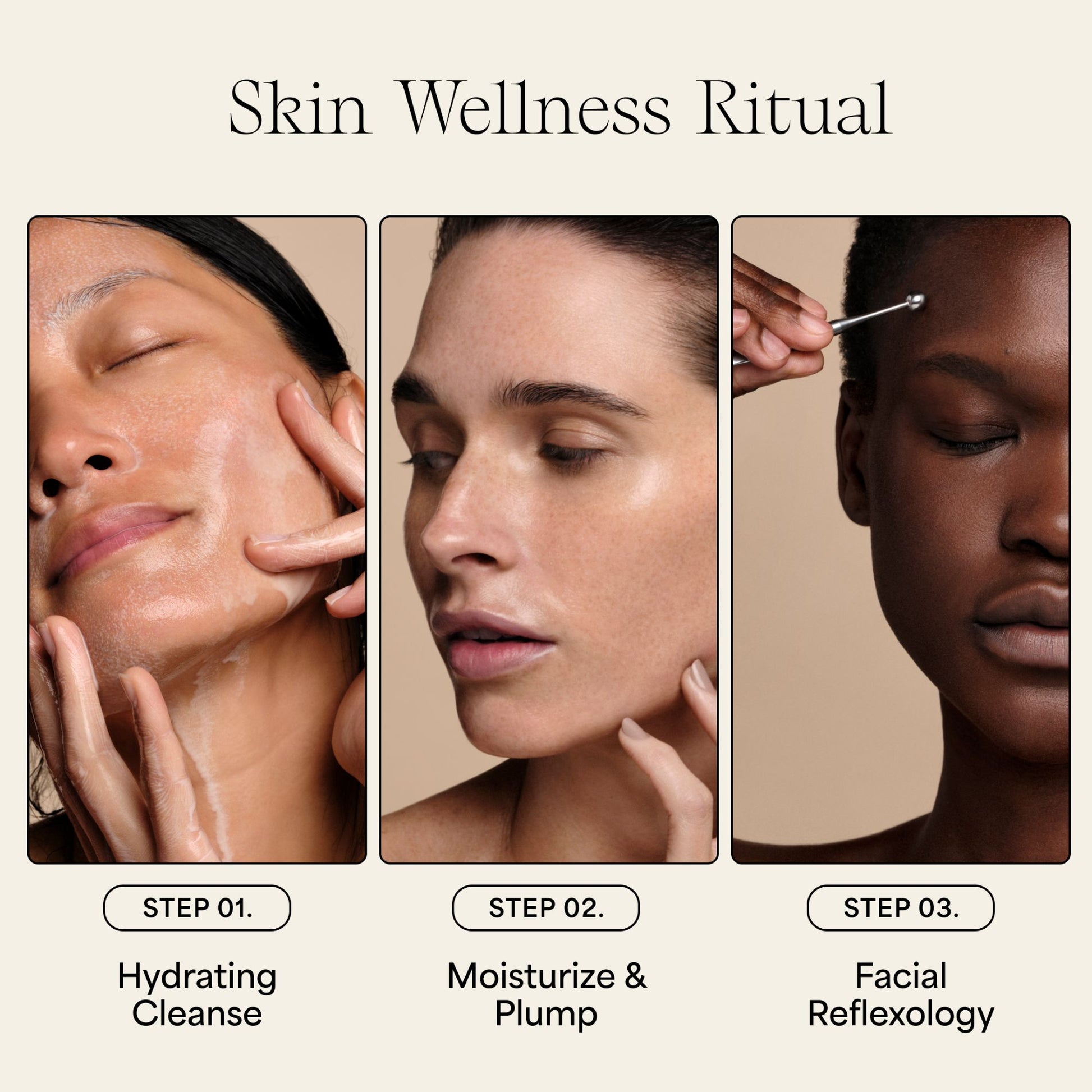 Starnectar Jelly Cleanser skin ritual. Cleanse, Moisturizer with Moonbounce, facial reflexology with Reflexology Spoon.